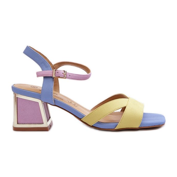 S.Barski Pastelne ženske sandale na visoku petu D&amp;A CR482 žute boje žuta boja