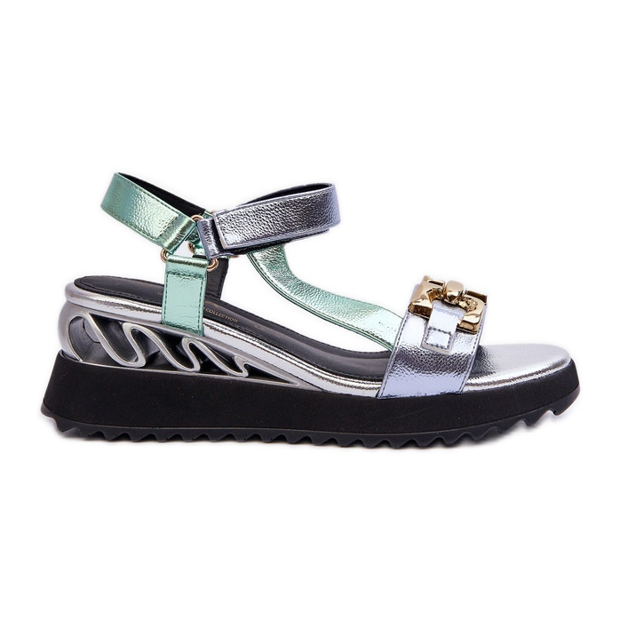 S.Barski Ženske sandale na klin D&amp;A CR954 zelene zelena