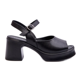 Ženske kožne sandale na visoku petu Vinceza 66627 crne crna