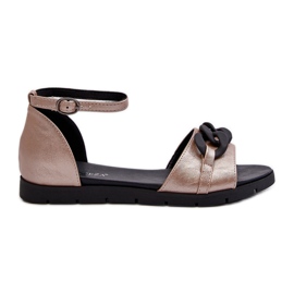 Ženske ravne sandale s lancem Vinceza 17320 zlatne zlatni