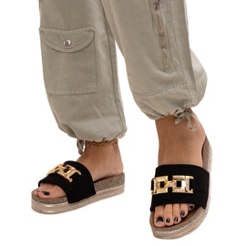 Crne japanke sa sjajnom kopčom Niamh crna