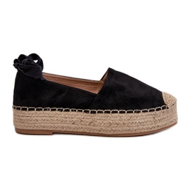 Ženske espadrile vezane na platformu s pletenicom, crne Tailesse crna