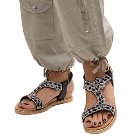 Shahidine sjajne crne sandale crna