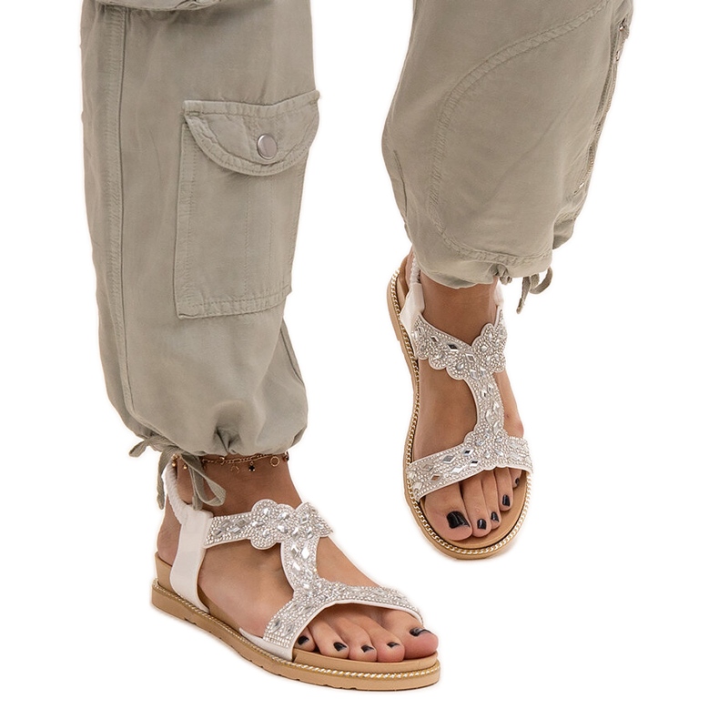 Shahidove sjajne bijele sandale bijela