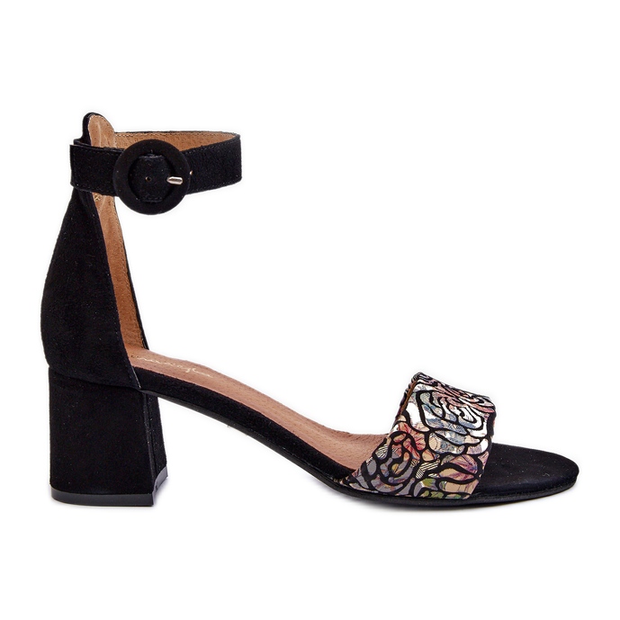 Sandale na visoku petu od brušene kože Maciejka 04141-48 crne crno