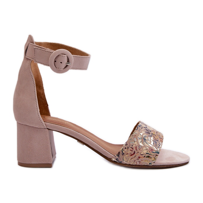 Sandale na visoku petu od brušene kože Maciejka 04141-49 Bež