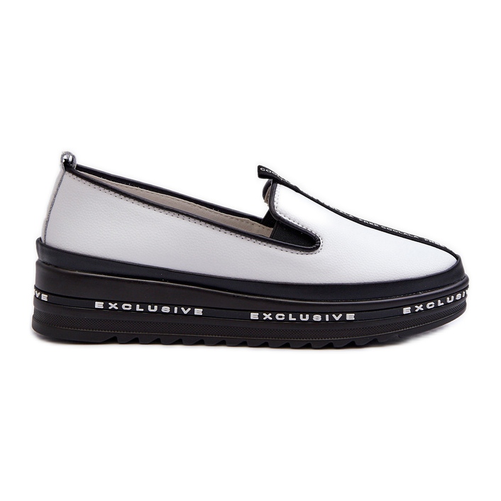 Ženske kožne cipele na platformu S.Barski LR260, bijele bijela