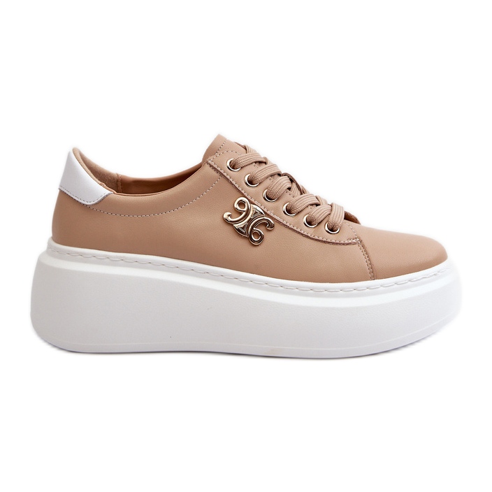 Ženske kožne tenisice na platformu smeđe Pernalia smeđa