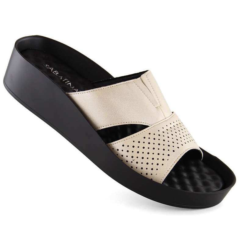 Ženske bež sjajne japanke s elastičnom trakom Sabatina 2318-4