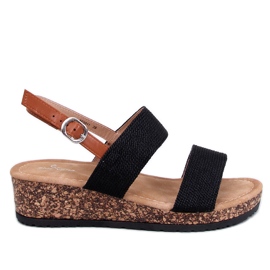 Wadoux crne sandale na klin od pluta crna