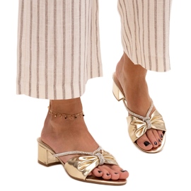 Mule na visoku petu ukrašene Anbrani cirkonima zlatni