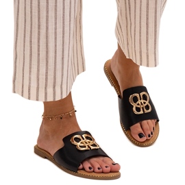 Crne japanke ukrašene Perkin kopčom crna