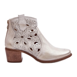 Lewski Shoes Ažurirane kožne gležnjače Cipele Lewski 3170/2 Zlatna guma zlatni