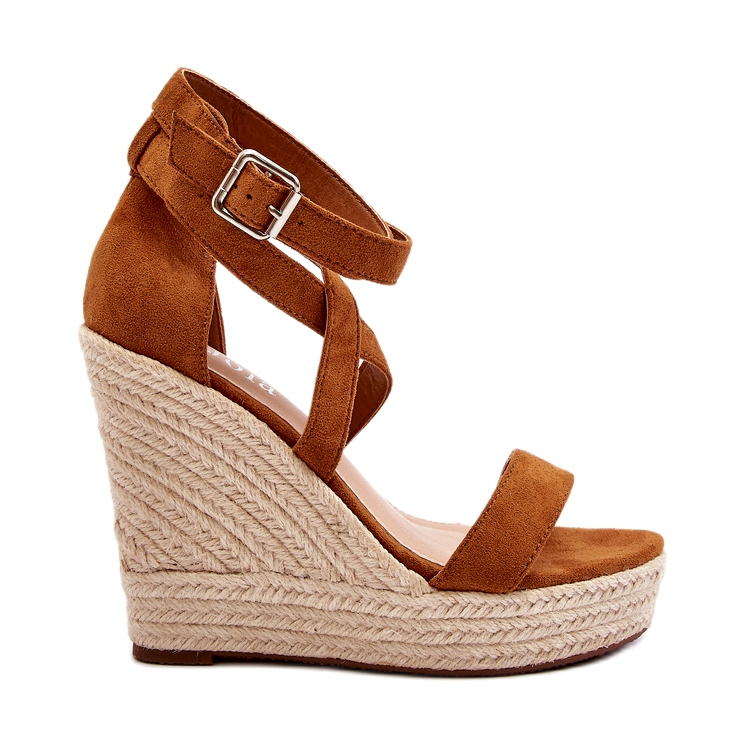 Espadrile sandale na klin s Camel pletenicom smeđa