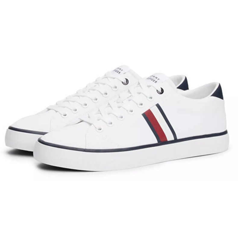 Tommy Hilfiger Hi Vulc niske pruge mrežaste cipele FM0FM04946 Ybs bijela