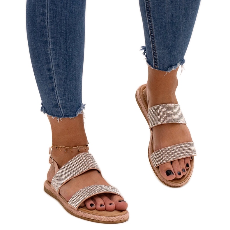 Ružičaste sandale ukrašene Carvalia kamenčićima ružičasta