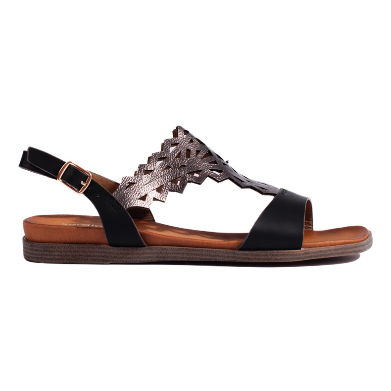 Ažurirane crne ženske sandale Sergio Leone crno