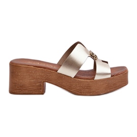 Zazoo 40412 Elegantne kožne japanke sa zlatnim ukrasom