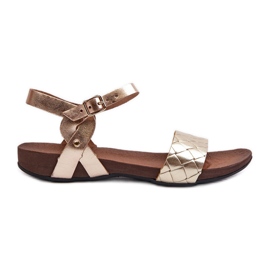 Zazoo 40027 Ženske ravne kožne sandale, zlatne zlatni