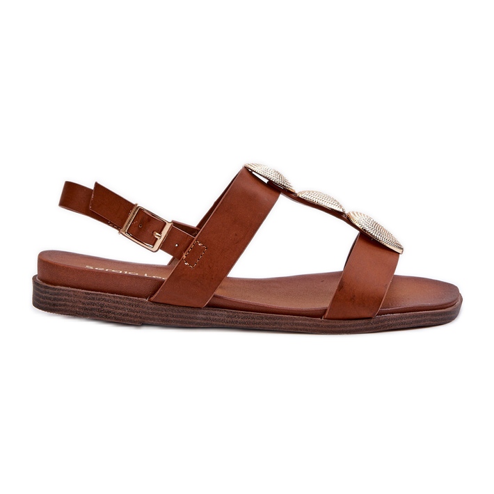 Ženske ravne sandale s ukrasima Sergio Leone SK072H smeđe smeđa