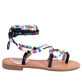 Maios Crne rimske sandale s perlama crna