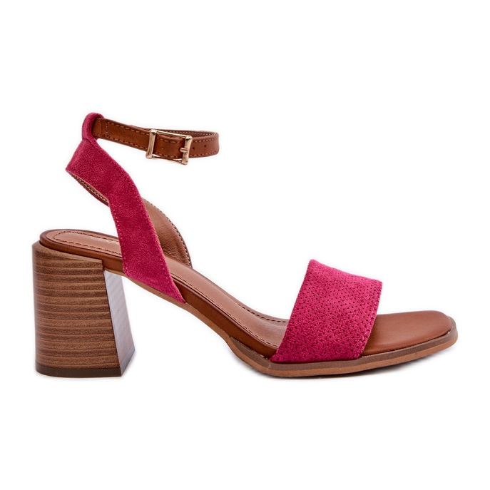 Ženske sandale na visoku petu od Eco Suede Fuchsia Ronvia ružičasta