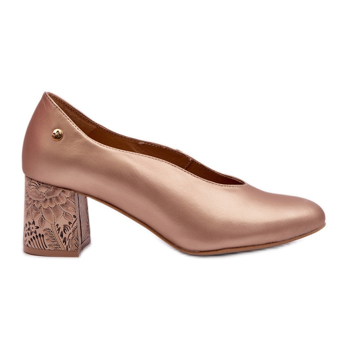 Elegantne kožne cipele na visoku petu Maciejka 06422-25 zlatne zlatna