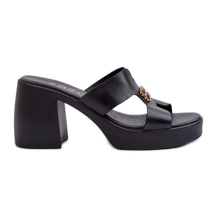 Zazoo 40419 Ženske kožne japanke s izrezima i ukrasima, crne crno