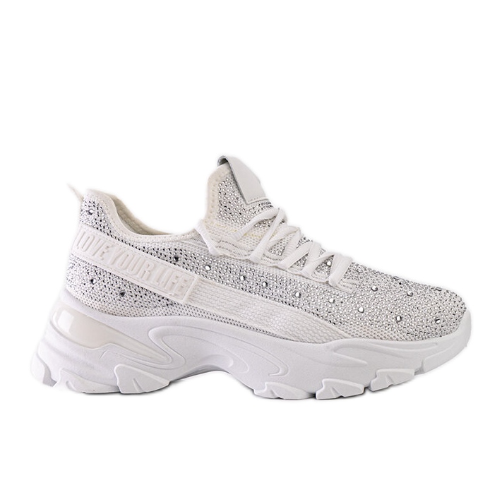 Bijele sjajne tenisice s masivnim Senai potplatom bijela