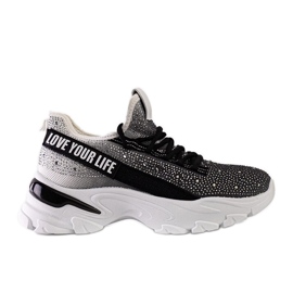 Bijelo-sive sjajne masivne tenisice Senai crna