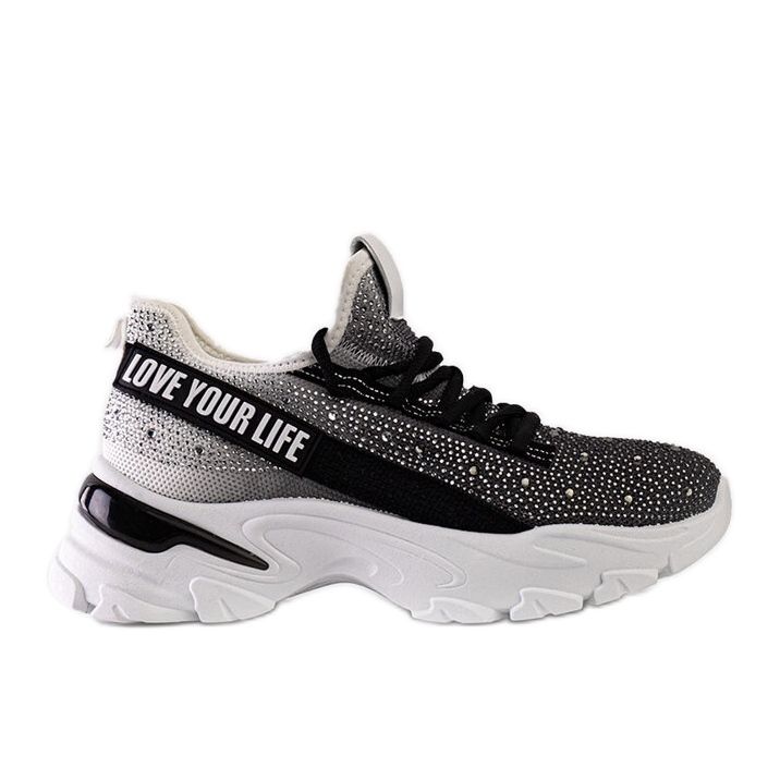 Bijelo-sive sjajne masivne tenisice Senai crno