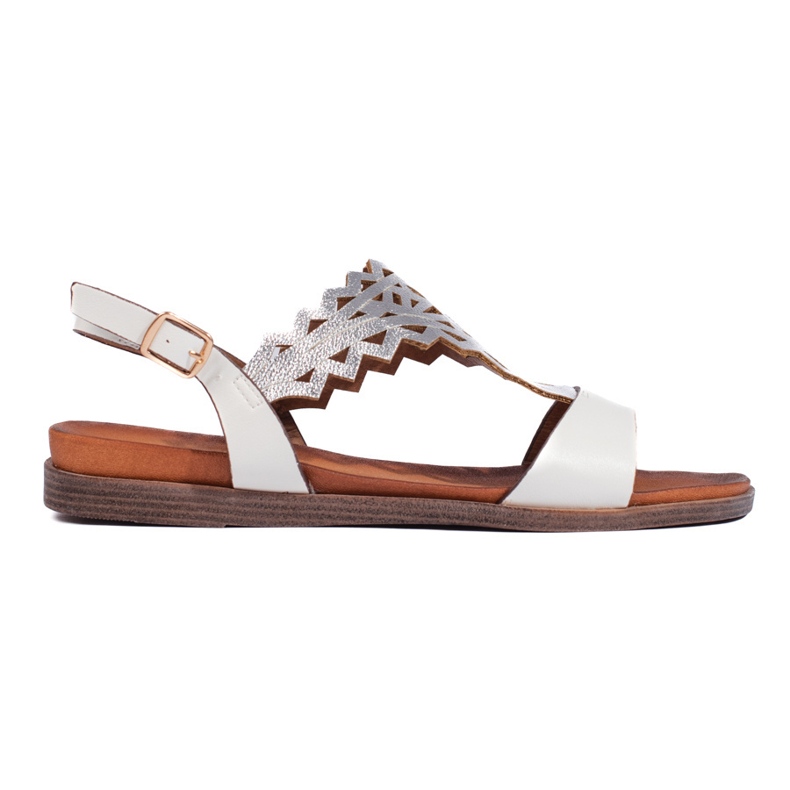 Ažurirane bijele i srebrne ženske sandale Sergio Leone bijela