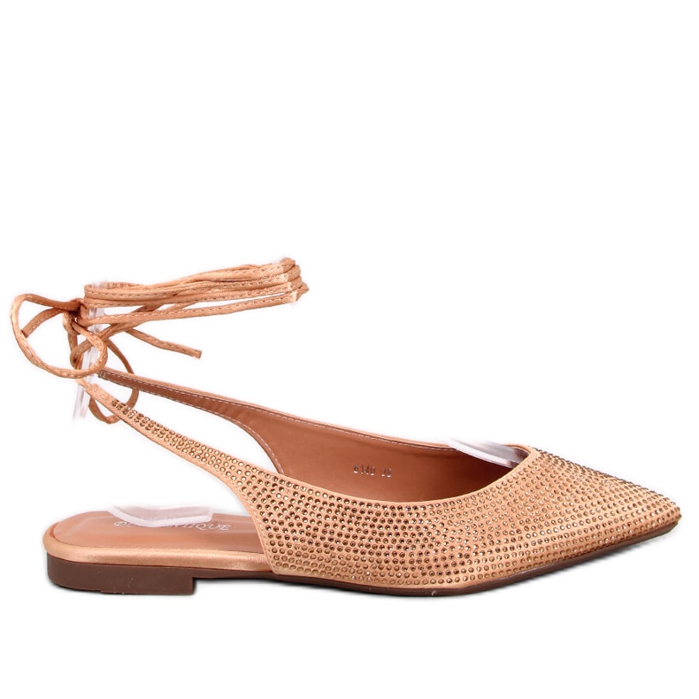 Balerinke s otvorenom petom od kamenčića Vonda Champagne zlatna