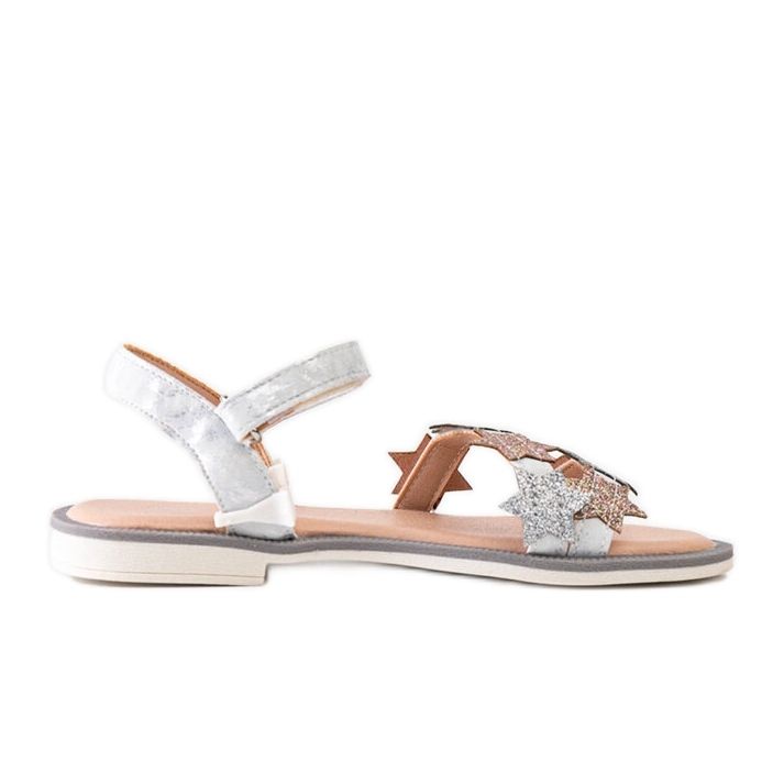 Miss Charisa sive dječje sandale sa svjetlucavim zvjezdicama srebro