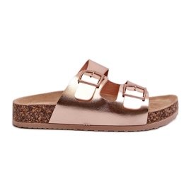 Evento Ženske japanke na plutenoj platformi s kopčama, Rose Gold, Klinesta zlatni