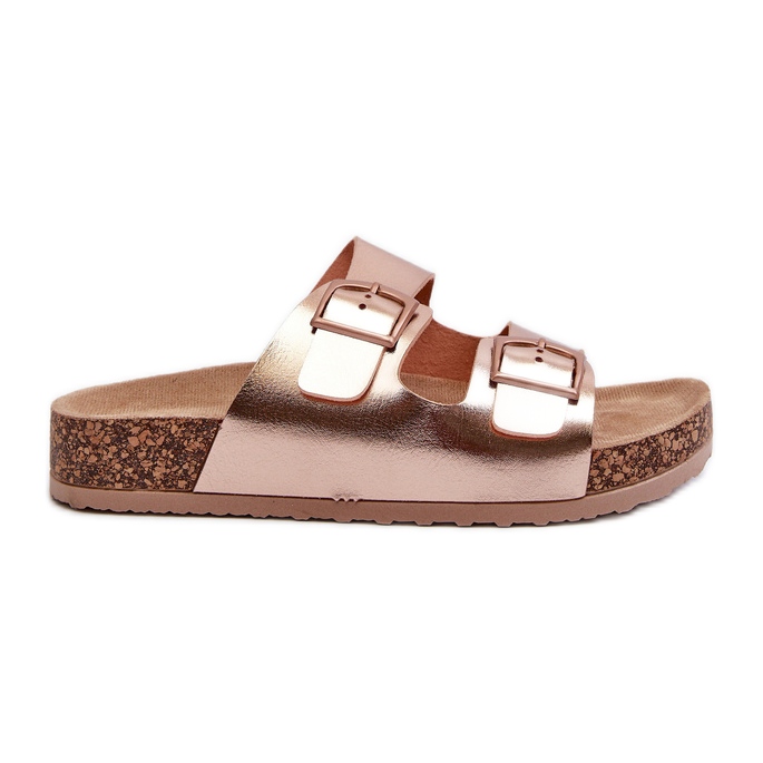 Evento Ženske japanke na plutenoj platformi s kopčama, Rose Gold, Klinesta zlatna