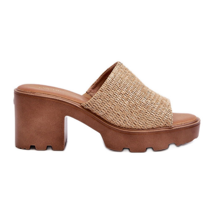 Bež Titantha ženske japanke s pletenim visokim petama