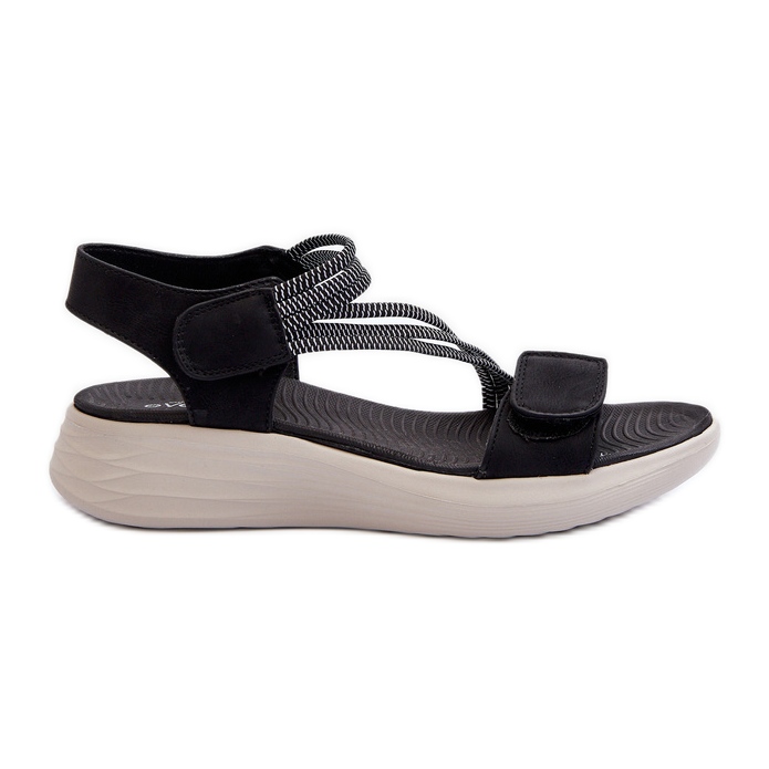 Evento Udobne ženske sandale na čičak, crne Eladora crno