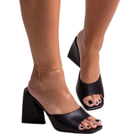 Crne japanke Mirella na visoku petu crna