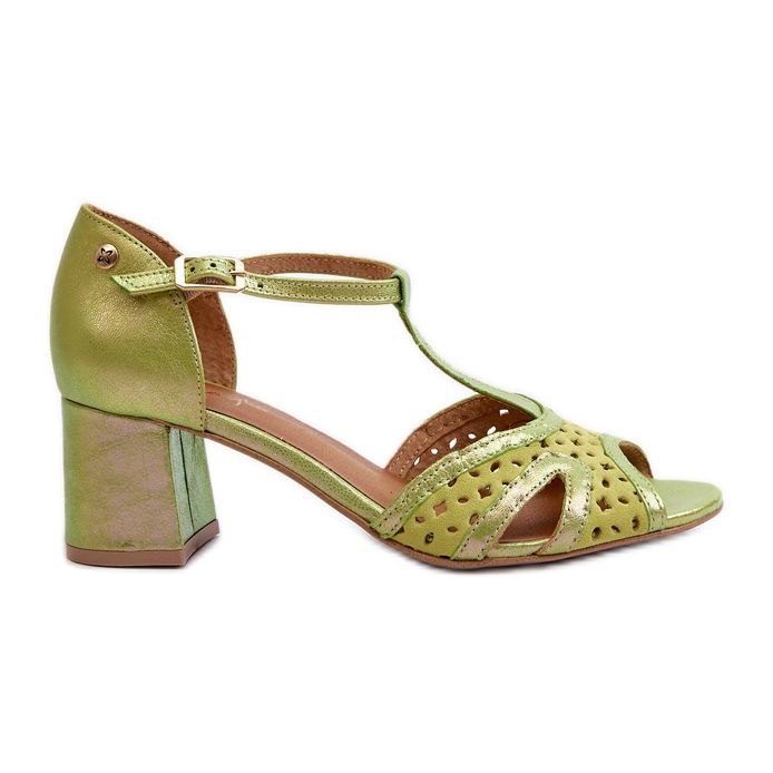 Ženske kožne sandale na visoku petu Maciejka 06551-09 Lime zelena