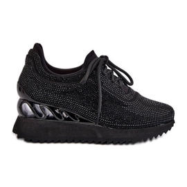 S.Barski Ženske wedge tenisice ukrašene cirkonima D&amp;A MR38-377 crne crna