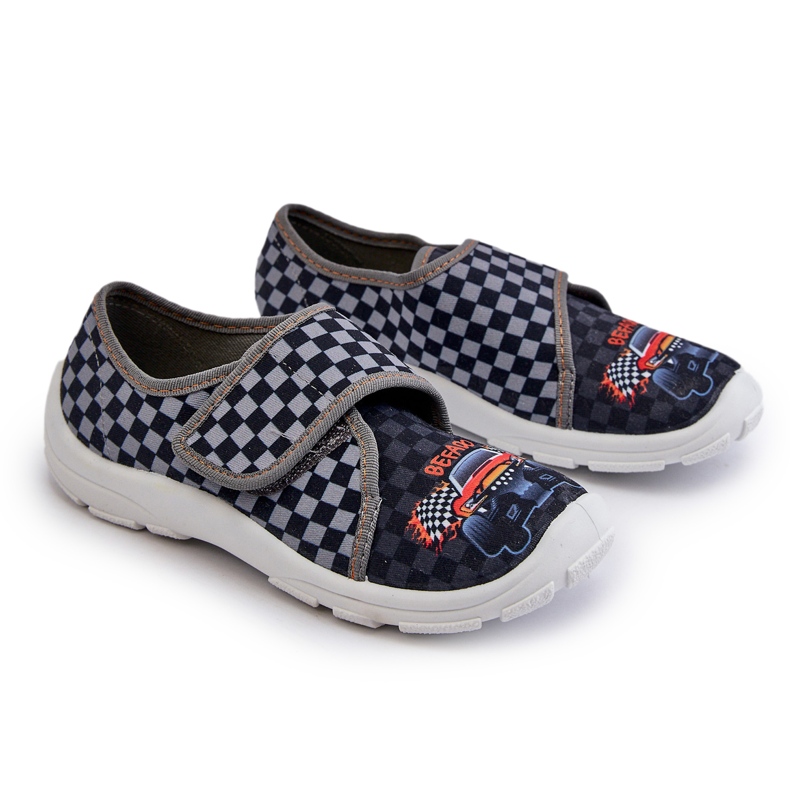 Udobne papuče za dječake s čičkom Befado 974Y540 Siva