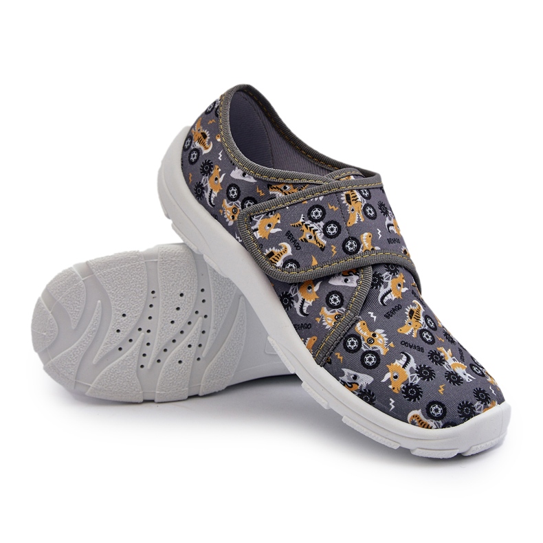 Udobne papuče za dječake s čičkom Befado 974Y552 Siva