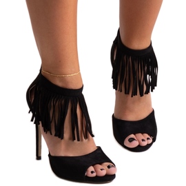 Crne Molines sandale na visoku petu crna