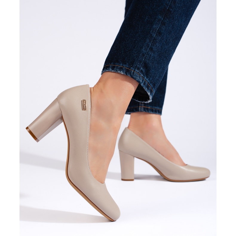 Udobne sive ženske cipele na visoku petu marke Sergio Leone siva