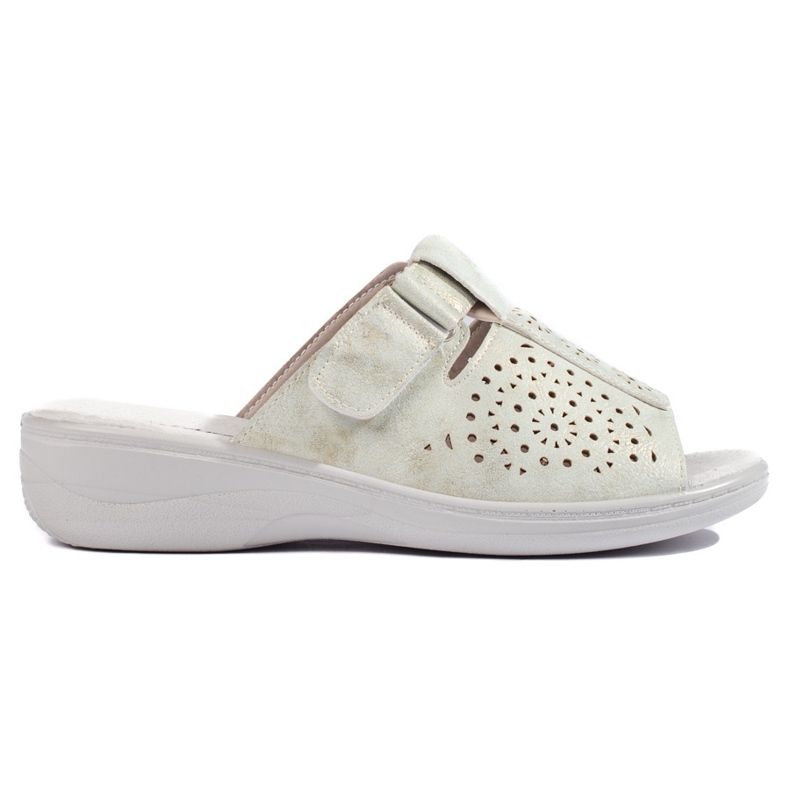 Ženske ažurne japanke s udobnim klinom siva