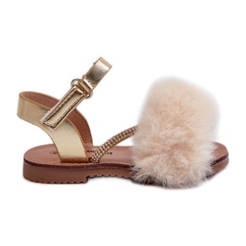 Dječje sandale s krznom na čičak, zlatne Rosavere zlatni