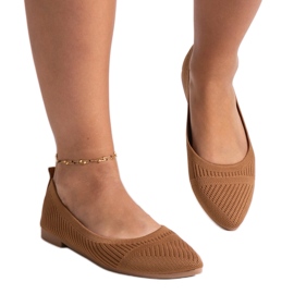 Wendana balerinke od karamel tkanine smeđa