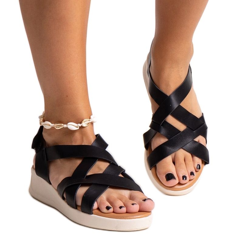 Jamel's crne niske sandale na klin crno