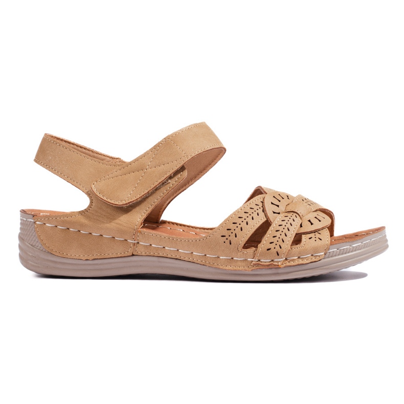 Svijetlo smeđe ženske sandale na nisku vertu smeđa